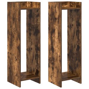 vidaXL Стойка за растения с рафт Пушена Дъб 30 x 30 x 100 см