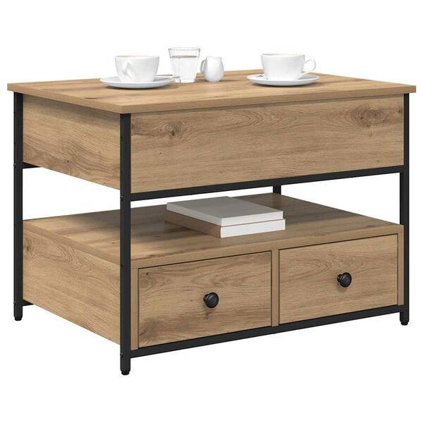 vidaXL Масичка за кафе Дъб 70 x 50 x 54.5 см Инженерно дърво