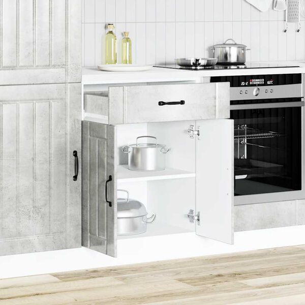 vidaXL Кухненски шкаф Lucca, бетонно сив, инженерно дърво