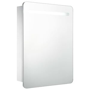 vidaXL LED шкаф с огледало за баня, 60x11x80 см