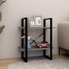 vidaXL 2-етажна библиотека, сива, 60x30x70 см, борово дърво масив