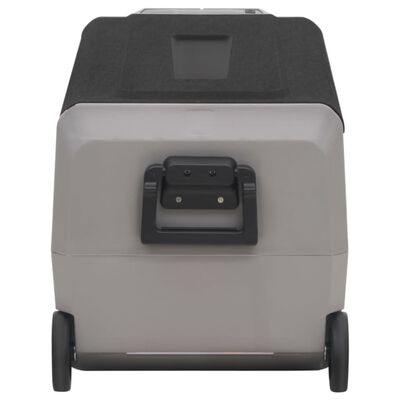 vidaXL Хладилна кутия с колелца и дръжка черно и сиво 60 л PP и PE