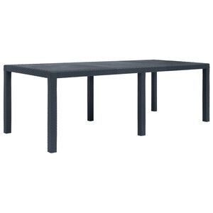 vidaXL Градинска маса, 220x90x72 см, пластмаса, ратанов вид, антрацит