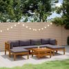 vidaXL Градински лаундж комплект с възглавници, 7 части, акация масив