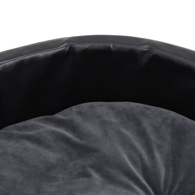 vidaXL Кучешко легло черно/тъмносиво 90x79x20 см плюш/изкуствена кожа