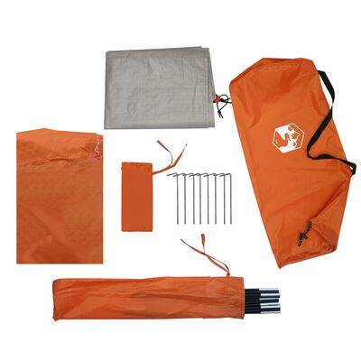 vidaXL Куполна къмпинг палатка, 2-местна, сиво-оранжева, водоустойчива