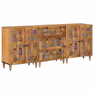 vidaXL Служебен шкаф 3 бр. 60 x 33,5 x 75 см Солидно мангово дърво