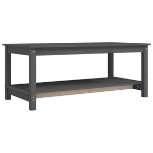 vidaXL Кафе маса, сива, 110x55x45 см, борово дърво масив