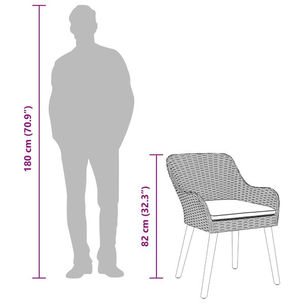 vidaXL Комплект за хранене в градината 7 pcs Бежово полиратан