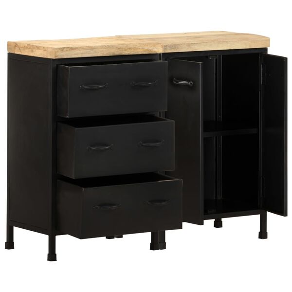 vidaXL Шкаф с 3 чекмеджета и 2 врати, грубо мангово дърво