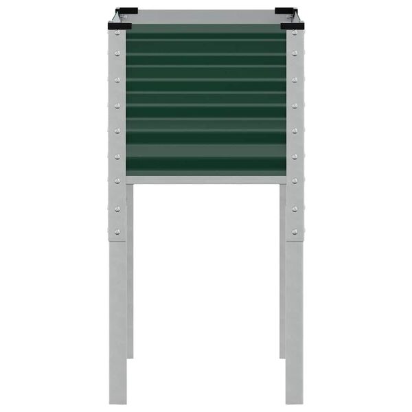 vidaXL Градинска саксия, зелена, 45x45x88 см, стомана