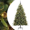 vidaXL Изкуствена коледна елха с хингед и шишарки Зелен 210 cm