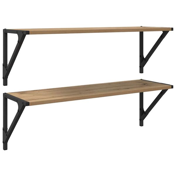 vidaXL Стени за рафтове 2 pcs Дъб 80 x 25 x 25,5 cm Инженерно дърво