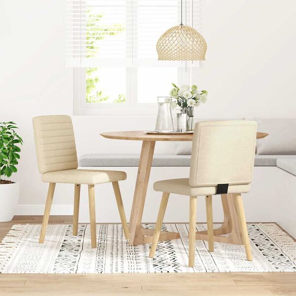 vidaXL Трапезни столове, 2 бр, кремави, текстил