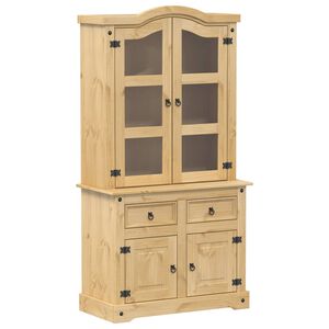vidaXL Стъклен шкаф витрина Corona 100x48,5x179 см бор масив