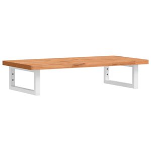 vidaXL Стенен рафт за мивка, стомана и масивно дърво бук