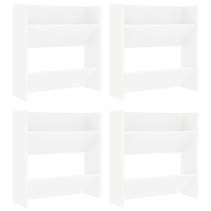 vidaXL Стенни шкафове за обувки 4 бр бели 60x18x60 см инженерно дърво