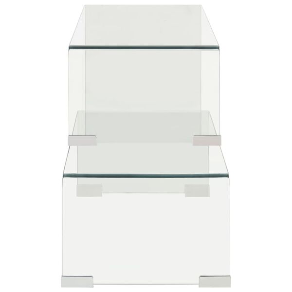 vidaXL Комплект 2 маси за кафе, 90x30x20/110x30x40 см, закалено стъкло