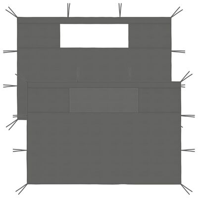 vidaXL Стени за шатри с прозорци 2 бр 4x2,1 м антрацит 70 г/м²