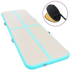 vidaXL Надуваем дюшек за гимнастика с помпа, 300x100x10 см, PVC, зелен