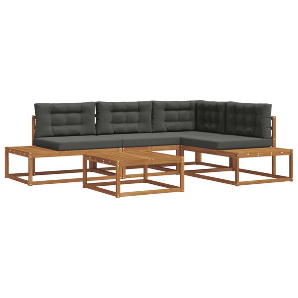 vidaXL Комплект дивани за открито 5 Брой Натурален и Антрацит