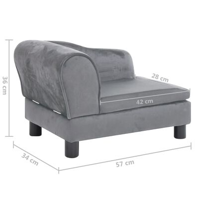 vidaXL Кучешки диван, сив, 57x34x36 см, плюш