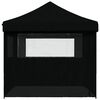 vidaXL Сгъваема парти шатра pop-up с 4 странични стени черна
