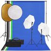 vidaXL Фотографски комплект за студио, комплект лампи, фон и рефлектор