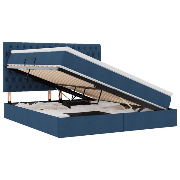 vidaXL Легло с място за съхранение и LED Синьо 180 x 200 cm Полиестер