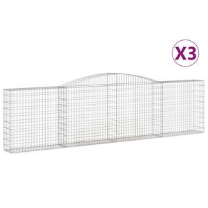 vidaXL Габионни кошници арка 3 бр 400x30x100/120 см поцинковано желязо