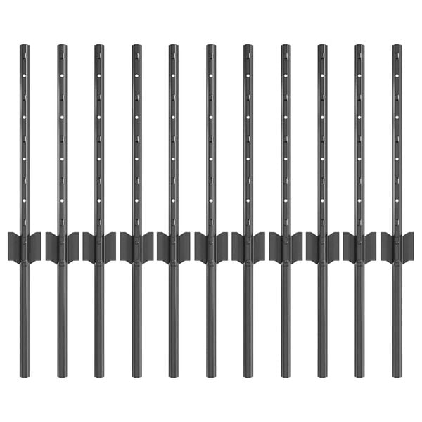vidaXL Стълб за ограда. 11 pcs Сив 40 cm Стомана