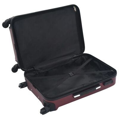 vidaXL Комплект твърди куфари с колелца, 3 бр, виненочервен, ABS