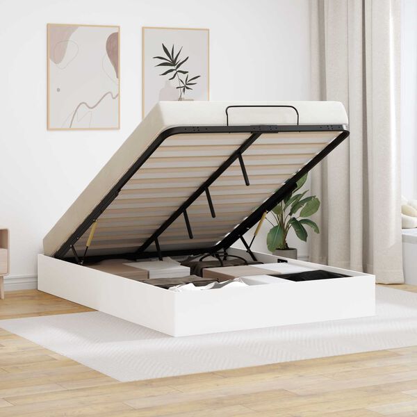 vidaXL Отоманско легло Бял 193 x 120 x 25 см Инженерен дървен материал