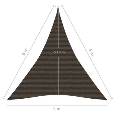 vidaXL Платно-сенник, 160 г/м², кафяво, 5x6x6 м, HDPE