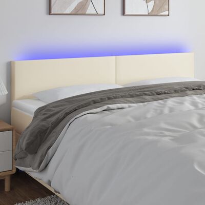 vidaXL LED Горна табла за легло, кремава, 180x5x78/88 см