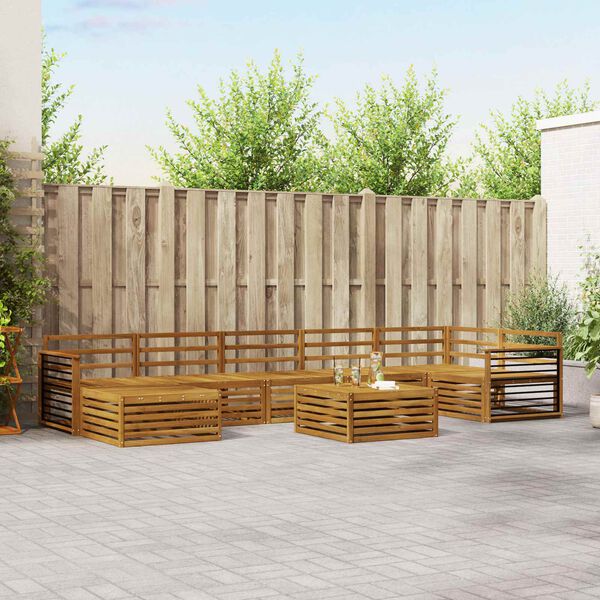 vidaXL Комплекти дивани 8 pcs Естествен Солидно акациево дърво