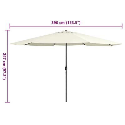 vidaXL Градински чадър с метален прът, 390 см, пясъчнобял
