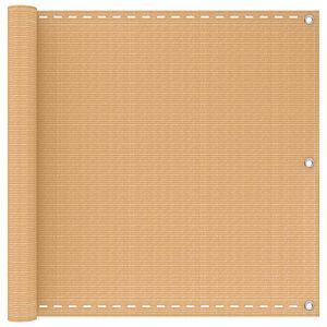 vidaXL Балконен екран Пясък 75 x 300 cm HDPE и алуминий