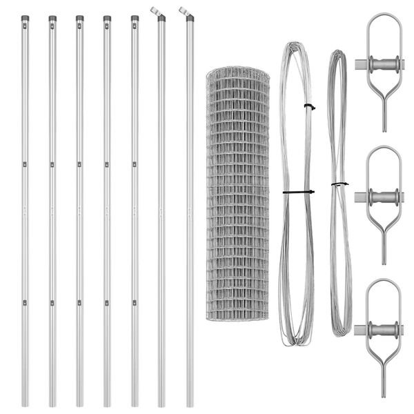 vidaXL Ограда с пост Сребрист 1 x 25 m Стомана и PVC