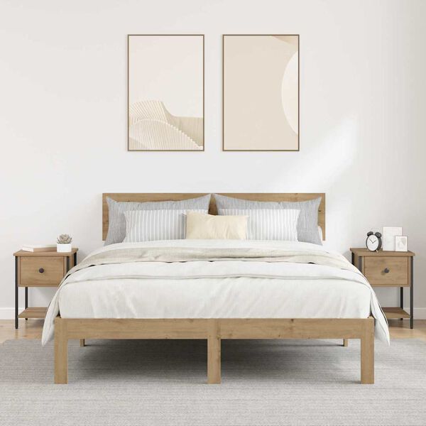 vidaXL Нощно шкафче 2 pcs Дъб 34 x 35,5 x 45 см Инженерно дърво