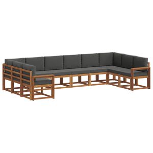 vidaXL Комплект дивани за открито 10 pcs Натурален и Антрацит