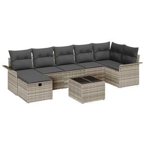 vidaXL Градински Софа Комплект 8 pcs Светлосиво полиратан
