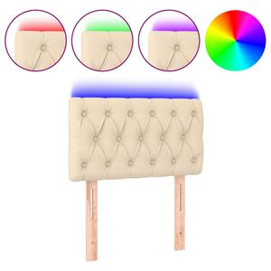 vidaXL LED горна табла за легло, кремава, 80x7x78/88 см, плат