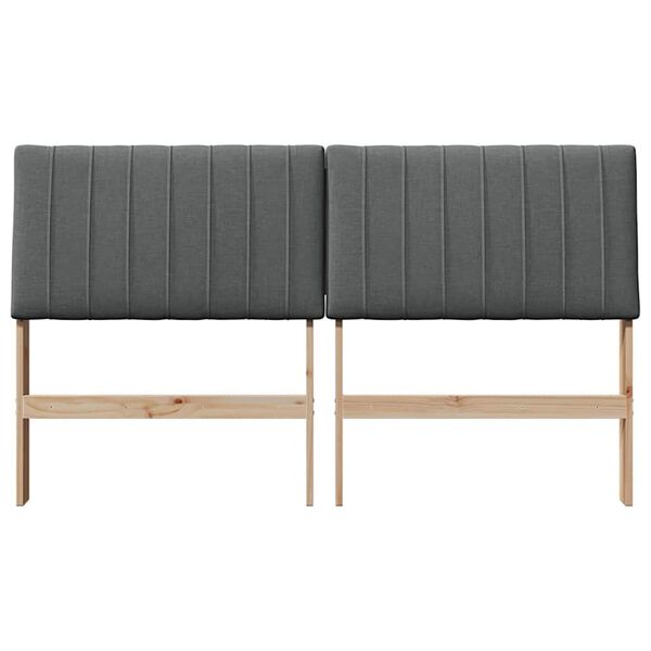 vidaXL Тапицирана табла Тъмен сив 150 cm Солидно борово дърво