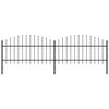 vidaXL Градинска ограда с връх тип копие, стомана, 359x125 см, черна