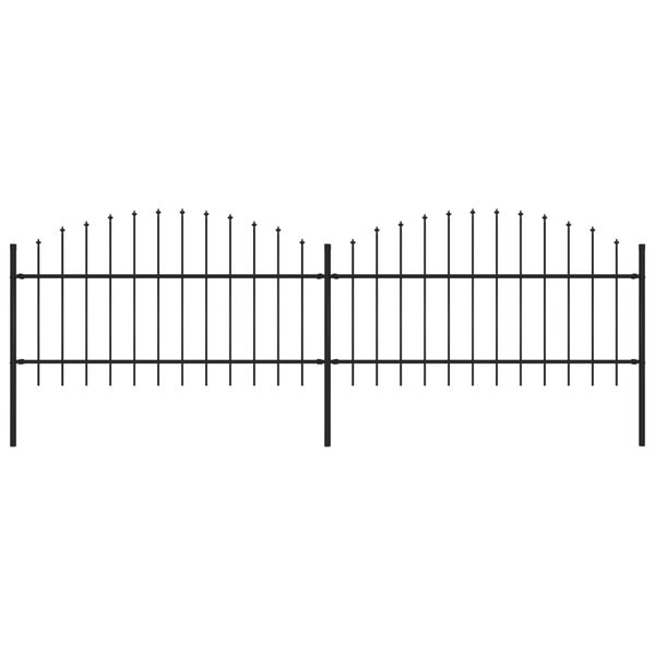 vidaXL Градинска ограда с връх тип копие, стомана, 359x125 см, черна