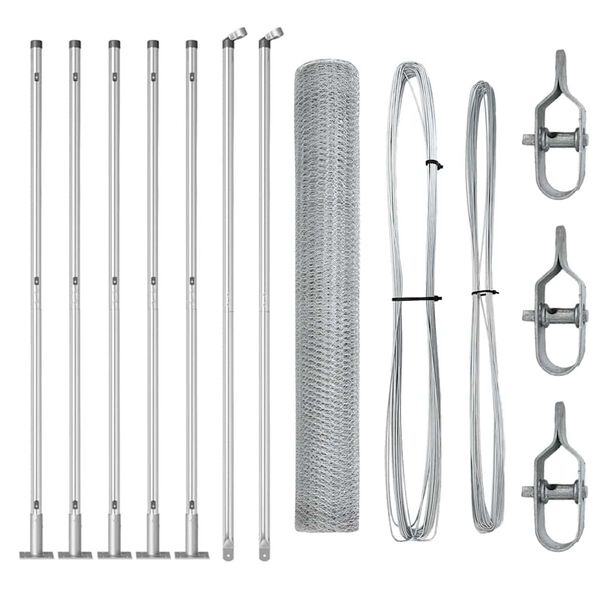 vidaXL Стълб за ограда. Сребрист 10 x 1,2 м (13 мм мрежа) Стомана