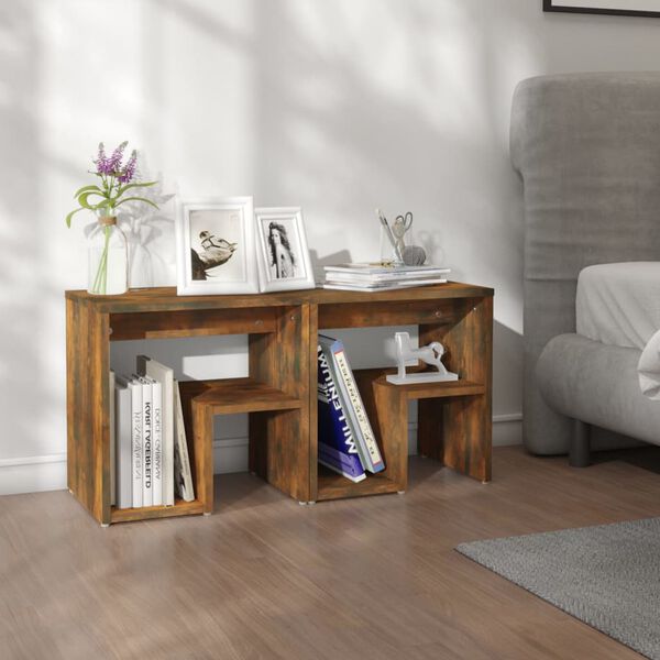 vidaXL Нощни шкафчета, 2 бр, опушен дъб, 40x30x40 см, инженерно дърво