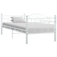 vidaXL Рамка за дневно легло, бяла, метал, 90x200 см