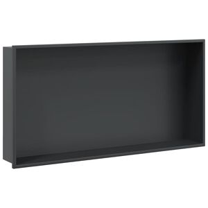 vidaXL Душ ниша, матово черно, 62x32x9 см, неръждаема стомана